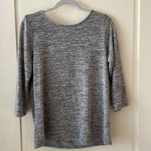 3/4 Sleeve Gray Sweater Top with Tie Detailing in the Back, Size S